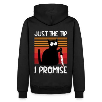 Halloween Black Cat: « Juste le conseil que je promets » - Sweat à capuche Premium bio Homme - noir - Dos - Nico (187cm)