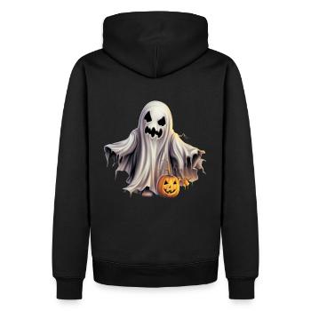 Fantôme cool avec citrouille: Joyeux Halloween! - Sweat à capuche Premium bio Homme - noir - Dos - Nico (187cm)
