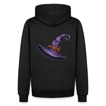 Chapeau de sorcière violet accessoire magique d’Halloween - Sweat à capuche Premium bio Homme - noir - Dos - Nico (187cm)
