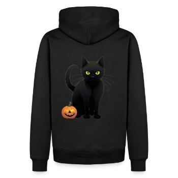 Halloween macabre : chat noir à la citrouille - Sweat à capuche Premium bio Homme - noir - Dos - Nico (187cm)