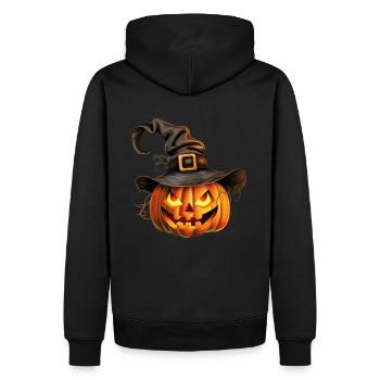 Halloween Outfit Creepy-cute pumpkin witch hat - Men’s Premium Organic Hoodie - black - Back - Nico (187cm)