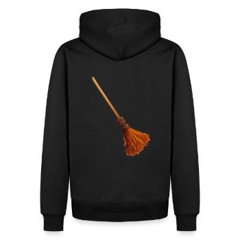 Haunted Witch’s Broom: Spooky Halloween Design - Sweat à capuche Premium bio Homme - noir - Dos - Nico (187cm)