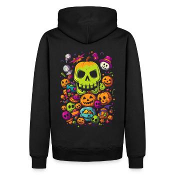 Gruseliges Halloween-Design Totenschädel Kürbisse - Männer Premium Bio Hoodie - Schwarz - Hinten - Nico (187cm)