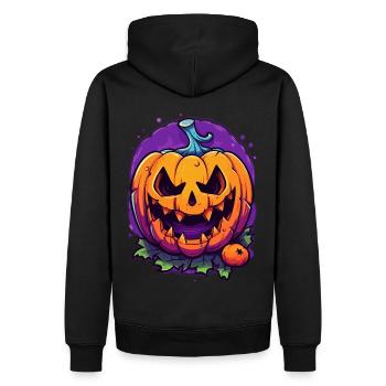 Süßes oder Saures: Gruseliger Halloween Kürbis - Männer Premium Bio Hoodie - Schwarz - Hinten - Nico (187cm)