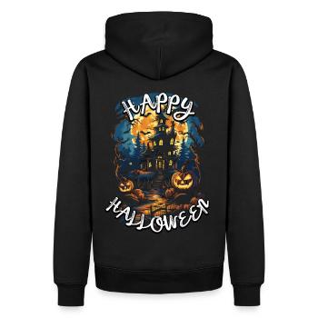 Joyeux Halloween avec un design de citrouille effrayant - Sweat à capuche Premium bio Homme - noir - Dos - Nico (187cm)