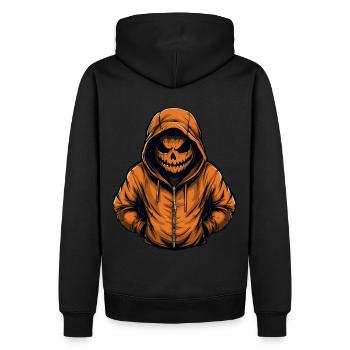 Creepy and stylish Jack O'Lantern Red Hoodie - Men’s Premium Organic Hoodie - black - Back - Nico (187cm)
