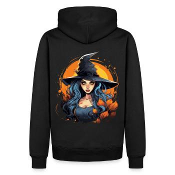 Halloween Mystische Hexe im Glanz des Vollmondes - Männer Premium Bio Hoodie - Schwarz - Hinten - Nico (187cm)