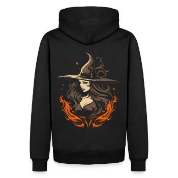 Splendeur magique de la sorcière: Feu de sorcière moderne élégant - Sweat à capuche Premium bio Homme - noir - Dos - Nico (187cm)