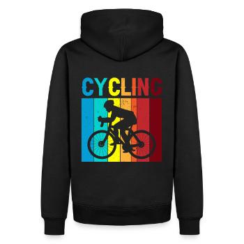 Sportlicher Retro-Biker: "Cycling" für Radler - Männer Premium Bio Hoodie - Schwarz - Hinten - Nico (187cm)