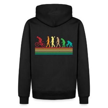 Evolution-Fahrrad-Fan: Retro-Design für Radfahrer - Männer Premium Bio Hoodie - Schwarz - Hinten - Nico (187cm)