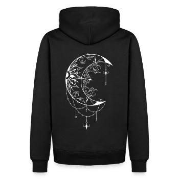 Fascinant design de croissant de lune Wiccan avec symbolisme - Sweat à capuche Premium bio Homme - noir - Dos - Nico (187cm)
