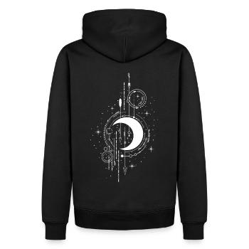Design mystique : croissant de lune et étoiles pour la Wicca - Sweat à capuche Premium bio Homme - noir - Dos - Nico (187cm)