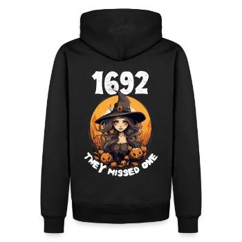 Magic Witch Design - 1692 - They Missed One - Men’s Premium Organic Hoodie - black - Back - Nico (187cm)