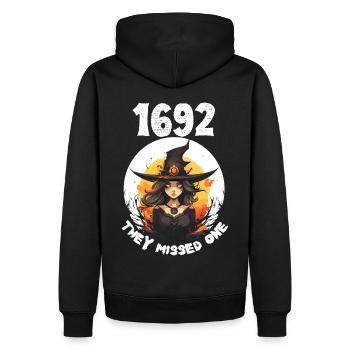 1692 Salem - Magisches Hexen Design für Halloween - Männer Premium Bio Hoodie - Schwarz - Hinten - Nico (187cm)