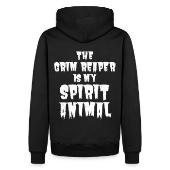Ironischer Halloween Look: The Grim Reaper Design - Männer Premium Bio Hoodie - Schwarz - Hinten - Nico (187cm)