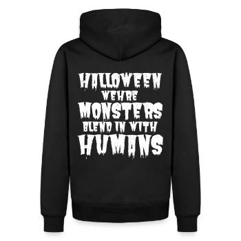 Monsters in human dress: Halloween sarcasm - Men’s Premium Organic Hoodie - black - Back - Nico (187cm)