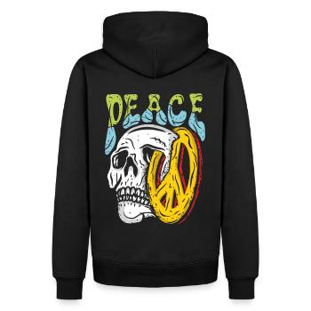 Peace Skull - Männer Premium Bio Hoodie - Schwarz - Hinten - Nico (187cm)