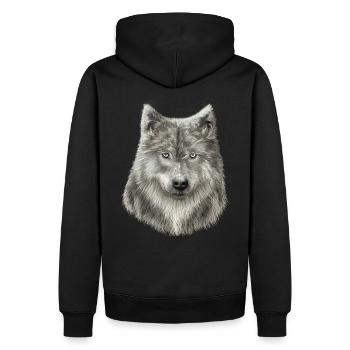 Grey Wolf Sketch - Men’s Premium Organic Hoodie - black - Back - Nico (187cm)