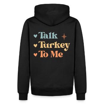 Talk Turkey To Me - Turkey Retro Thanksgiving - Männer Premium Bio Hoodie - Schwarz - Hinten - Nico (187cm)