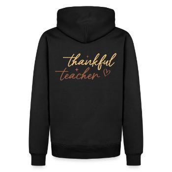 Thankful Teacher Turkey Pilgrim Retro Thanksgiving - Männer Premium Bio Hoodie - Schwarz - Hinten - Nico (187cm)