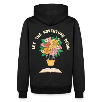 Que l’aventure commence Livre Floral - Livres de lecture - Sweat à capuche Premium bio Homme - noir - Dos - Nico (187cm)