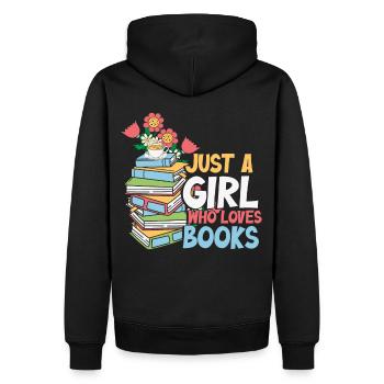 Juste une fille qui aime les livres - Lire des livres - Sweat à capuche Premium bio Homme - noir - Dos - Nico (187cm)