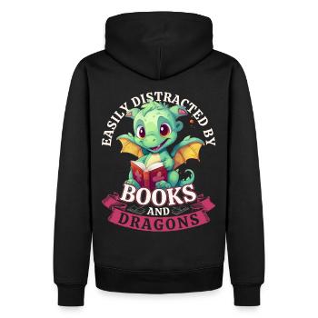 Easily Distracted By Books And Dragons: Dragons - Men’s Premium Organic Hoodie - black - Back - Nico (187cm)