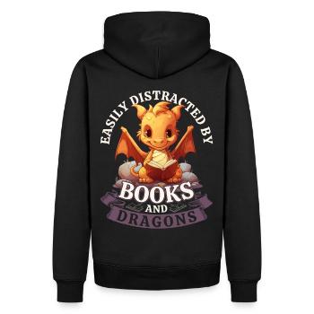 Easily Distracted By Books And Dragons: Dragons - Men’s Premium Organic Hoodie - black - Back - Nico (187cm)
