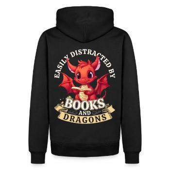 Easily Distracted By Books And Dragons: Dragons - Men’s Premium Organic Hoodie - black - Back - Nico (187cm)