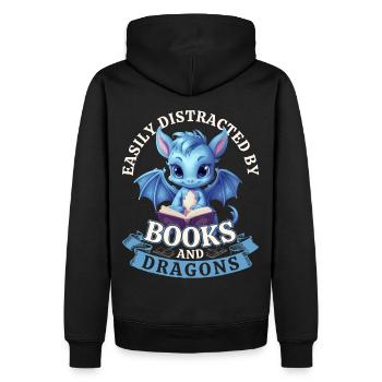 Easily Distracted By Books And Dragons: Dragons - Men’s Premium Organic Hoodie - black - Back - Nico (187cm)