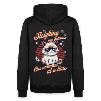 Chat en colère Noël Sarcastique Chat drôle Meme - Sweat à capuche Premium bio Homme - noir - Dos - Nico (187cm)