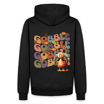 Happy Thanksgiving: Gobble Gobble Happy Turkey Day - Sweat à capuche Premium bio Homme - noir - Dos - Nico (187cm)