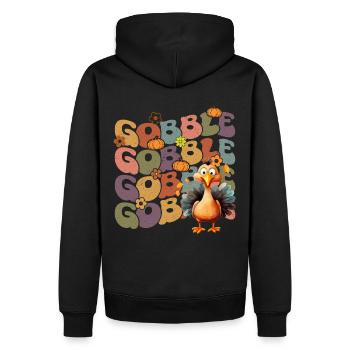 Happy Thanksgiving: Gobble Gobble Happy Turkey Day - Sweat à capuche Premium bio Homme - noir - Dos - Nico (187cm)