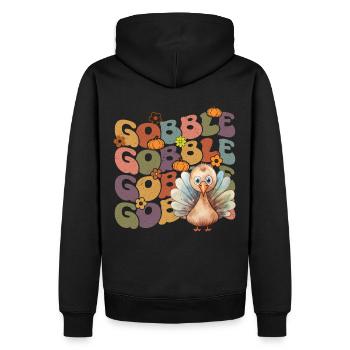 Happy Thanksgiving: Gobble Gobble Happy Turkey Day - Sweat à capuche Premium bio Homme - noir - Dos - Nico (187cm)