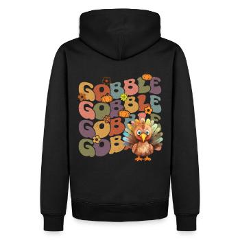 Happy Thanksgiving: Gobble Gobble Happy Turkey Day - Männer Premium Bio Hoodie - Schwarz - Hinten - Nico (187cm)