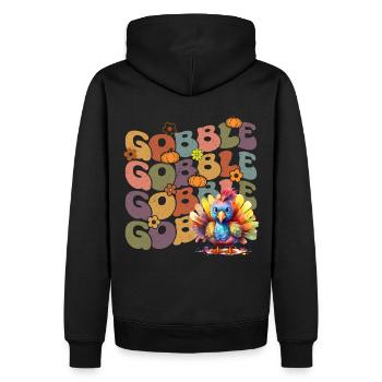 Happy Thanksgiving: Gobble Gobble Happy Turkey Day - Sweat à capuche Premium bio Homme - noir - Dos - Nico (187cm)