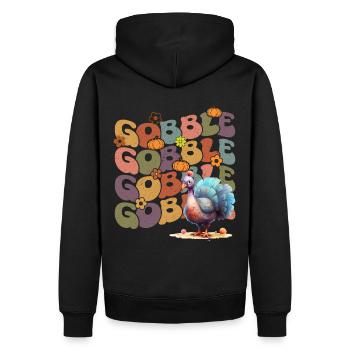 Happy Thanksgiving: Gobble Gobble Happy Turkey Day - Sweat à capuche Premium bio Homme - noir - Dos - Nico (187cm)