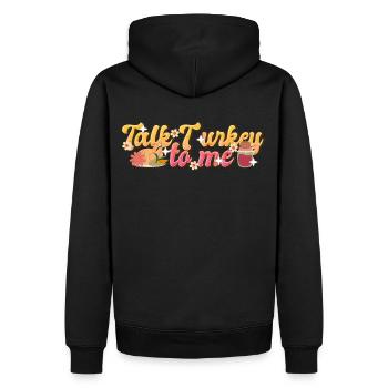 Talk Turkey To Me - Funny Retro Thanksgiving Women - Männer Premium Bio Hoodie - Schwarz - Hinten - Nico (187cm)