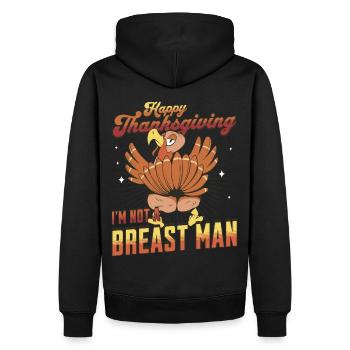 Joyeux Thanksgiving - Je ne suis pas un homme de poitrine Turquie - Sweat à capuche Premium bio Homme - noir - Dos - Nico (187cm)