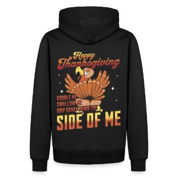 Happy Thanksgiving - Gobble Me Swallow Me Gravy - Männer Premium Bio Hoodie - Schwarz - Hinten - Nico (187cm)