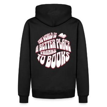 Books change the World - Retro Englisch Lehrer - Männer Premium Bio Hoodie - Schwarz - Hinten - Nico (187cm)
