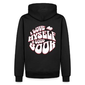 I love Books - Bücher lesen Retro Englisch Lehrer - Männer Premium Bio Hoodie - Schwarz - Hinten - Nico (187cm)