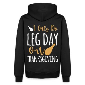 Happy Leg Day - Lustiger Thanksgiving Truthahn - Männer Premium Bio Hoodie - Schwarz - Hinten - Nico (187cm)