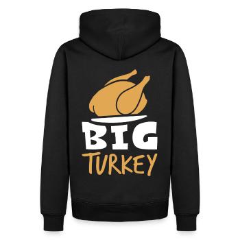 One Big Turkey - Funny Thanksgiving Turkey - Men’s Premium Organic Hoodie - black - Back - Nico (187cm)