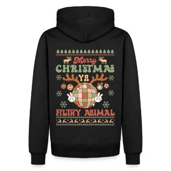 Joyeux Noël Ya Filthy Animal - Noël moche - Sweat à capuche Premium bio Homme - noir - Dos - Nico (187cm)
