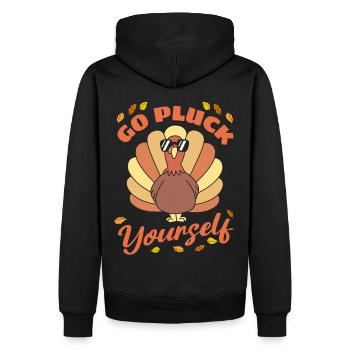 Drôle de dinde Allez vous plumer Hunter Thanksgiving - Sweat à capuche Premium bio Homme - noir - Dos - Nico (187cm)