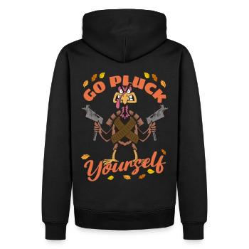 Drôle de dinde Allez vous plumer Hunter Thanksgiving - Sweat à capuche Premium bio Homme - noir - Dos - Nico (187cm)
