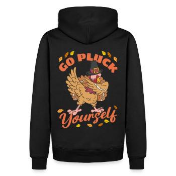 Drôle de dinde Allez vous plumer Hunter Thanksgiving - Sweat à capuche Premium bio Homme - noir - Dos - Nico (187cm)