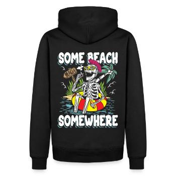Irgendwo ein Strand | Sun & Chill Totenkopf - Männer Premium Bio Hoodie - Schwarz - Hinten - Nico (187cm)