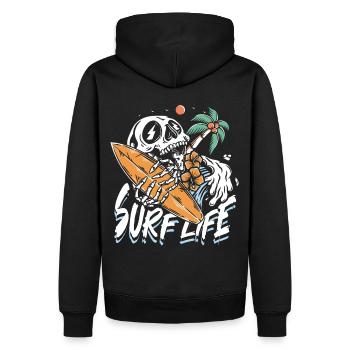 La vie de surf | Crâne de plage Sun & Chill - Sweat à capuche Premium bio Homme - noir - Dos - Nico (187cm)